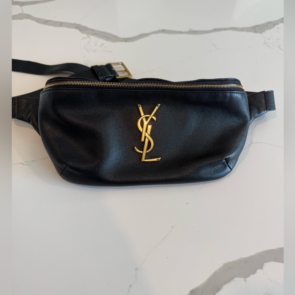 Saint Laurent Cassandre Textured Leather Belt Bag